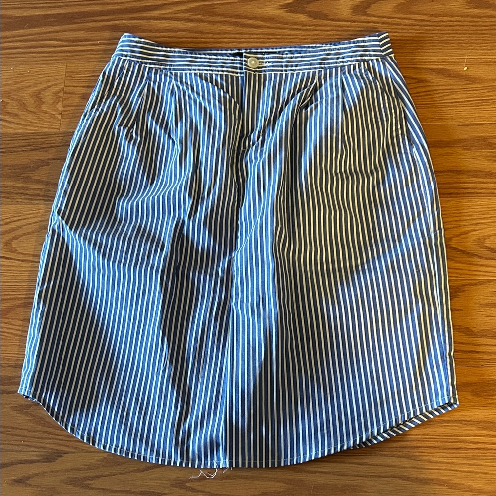 Banana Republic Navy and White Striped Pencil Skirt